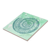 Carreau Spirale de coquillages bleus de plage à l'aquarell (Côté)