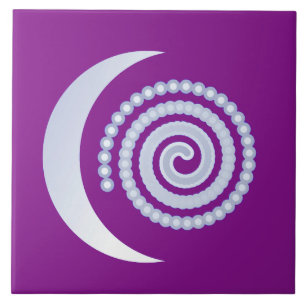 Carreau Spirale de lune d'argent sur violet