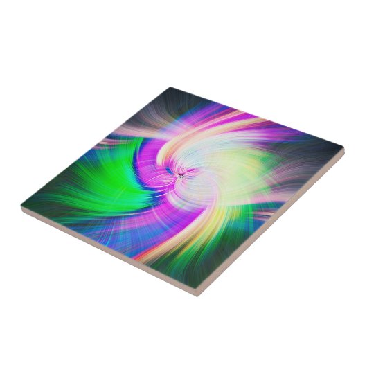 Carreau SPIRALFLUO - Psychédélique colorée moderne fractal (Côté)
