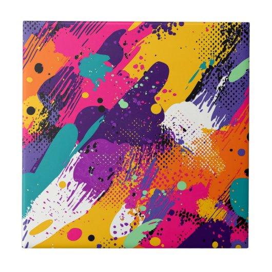 Carreau Splash couleur Abstrait dans le style comique rétr (Devant)