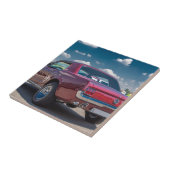 Carreau Sport automobile Mustang Muscle rouge Moteur engre (Côté)