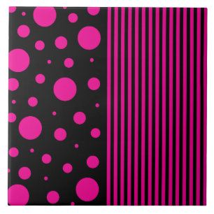 Carreau Spots et rayures en Magenta et noir