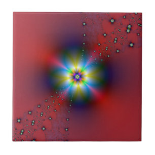 Carreau Spray floral sur tuile rouge