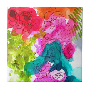 Carreau Spring Flowers watercolour abstract