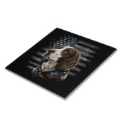 Carreau Springer Spaniel Chien Drapeau Américain (Côté)