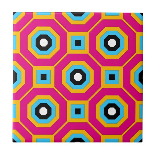 Carreau Squares & Hexagons Colorful Geometric Pattern (Devant)