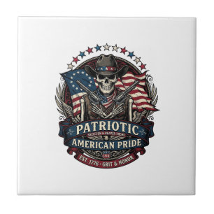 Carreau Squelette Cowboy Patriotique Squelette Dark Patrio
