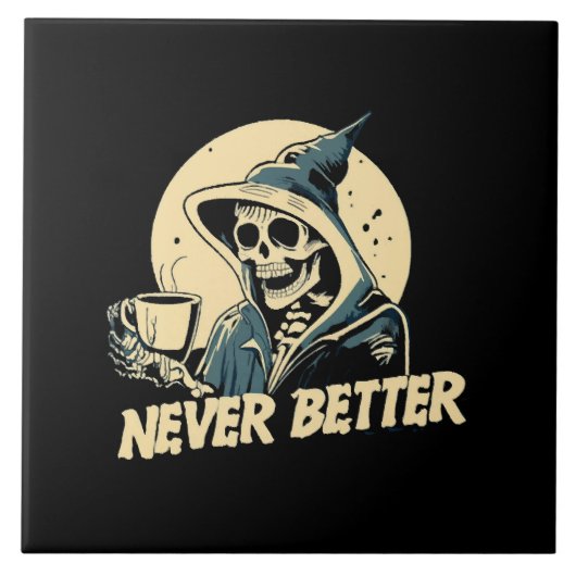 Carreau Squelette de café Halloween (Devant)