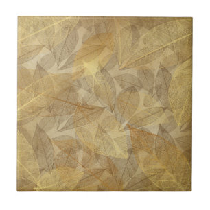 Carreau Squelette Feuille Gold & Cuivre tuile