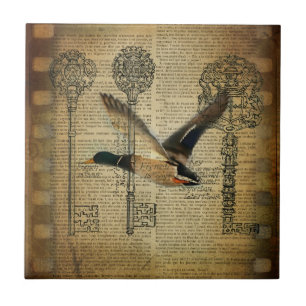 Carreau squelette rustique clés western country mallard du