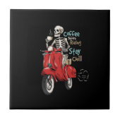 Carreau Squelette vectoriel monter un scooter avec une tas (Devant)