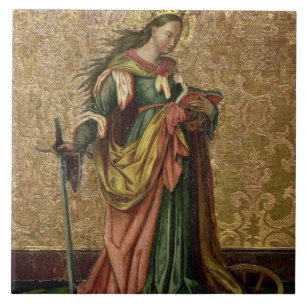 Carreau St Catherine de l'Alexandrie (huile sur le