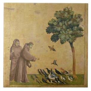 Carreau St Francis d'Assisi prêchant aux oiseaux