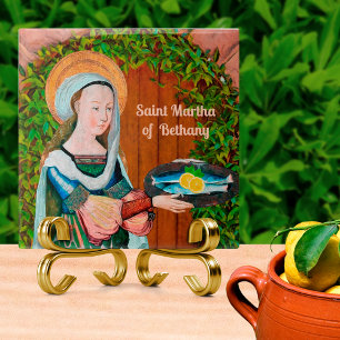 Carreau St. Martha de Bethany dans sa cuisine (détails)