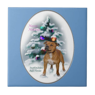 Carreau Staffordshire Bull Terrier Noël