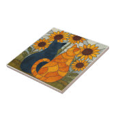 Carreau Stained Glass Cats and Sunflowers Art Design (Côté)