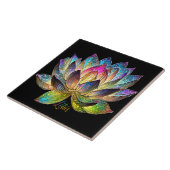 Carreau Stained Glass Colorful Lotus Flower on Black (Côté)