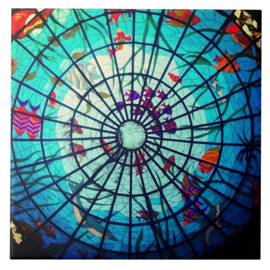 Carreau Stained glass ocean tropical fish (Devant)