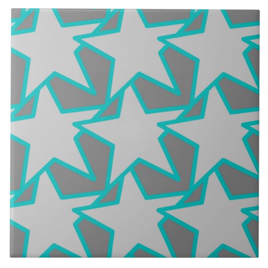 Carreau Star moderne géométrique, gris et turquoise (Devant)