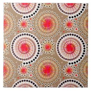 Carreau Starburbs et pingwheel, taupe, rouge, blanc