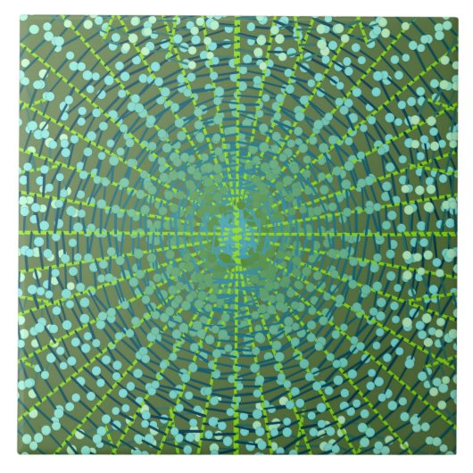 Carreau Starburst abstrait moderne, vert de jade et Aqua (Devant)