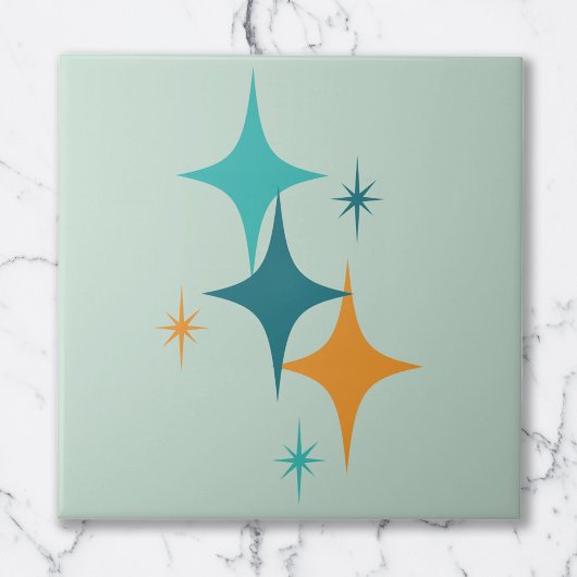 Carreau Starburst Atomique du milieu du siècle Turquoise, 