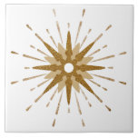 Carreau Starburst Or moderne du milieu du siècle | Grand<br><div class="desc">Le design moderne du milieu du siècle avec starburst rétro vintage sert de point central, complété par des éléments modernes de starburst design. Un design simple et épuré de démarrage dans une palette de couleurs or et blanc. Une conception d'une collection de coordination. Conçu comme un modèle, vous pouvez créer...</div>