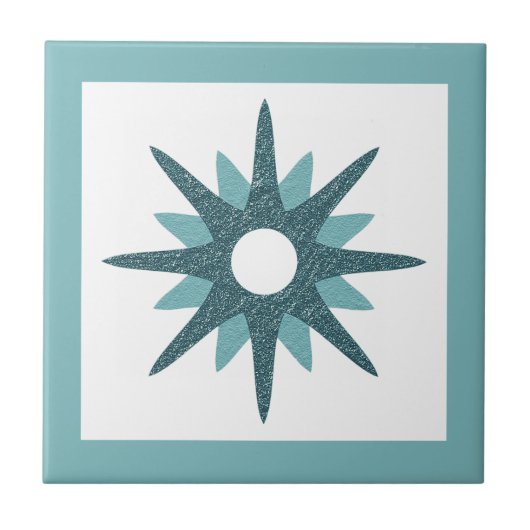 Carreau Starburst Turquoise Moderne Du Milieu Du Siècle (Devant)