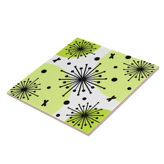 Carreau Starburts Spoutnik du milieu du siècle Chartreuse (Côté)