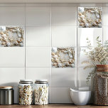 Carreau Starfish Pearls Seashells Driftwood Beach<br><div class="desc">Joli poisson Starfish,  Coquillages,  bois flotté et perles blanches sur un sable blanc et doux.</div>
