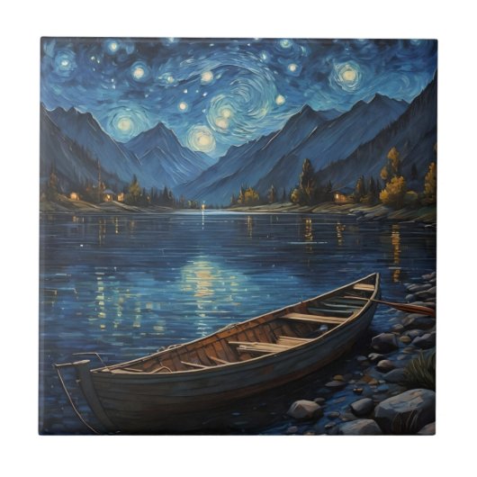 Carreau "Starlit Drift : Pêcher sous le Cosmos (Devant)