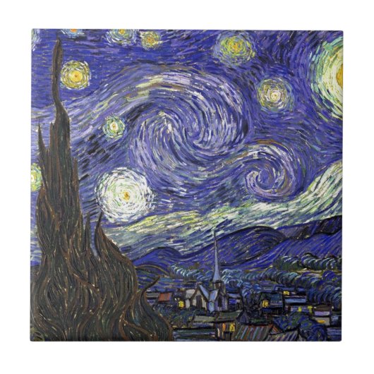 Carreau Starry Night, Vincent Van Gogh. (Devant)