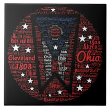 State of Ohio Word Art (6"X6") Carrelage photo en 