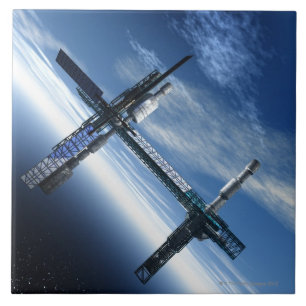 Carreau Station spatiale. Illustration d'ordinateur d'un