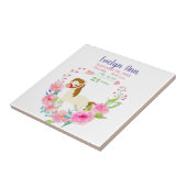 Carreau Statistiques de naissance Bébé Fille Cheval Rose (Côté)