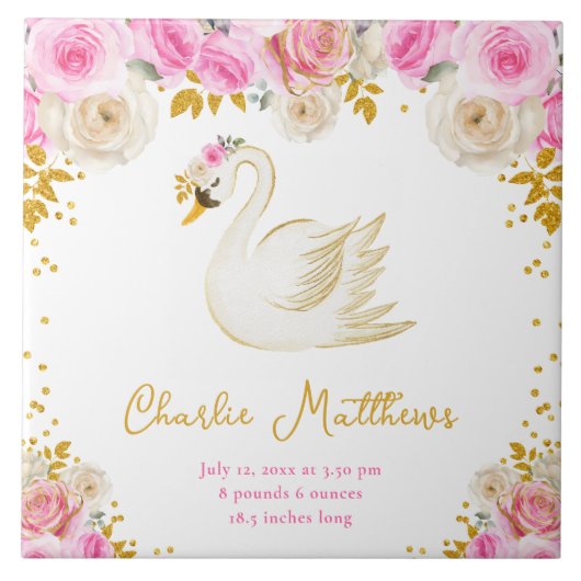 Carreau Statistiques de naissance des Roses de cygne rose  (Devant)