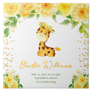 Carreau Statistiques de naissance Fleur Jaune Girafe