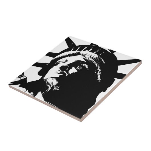 Carreau Statue d'Art Pop Noir & Blanc de la Liberté (Côté)