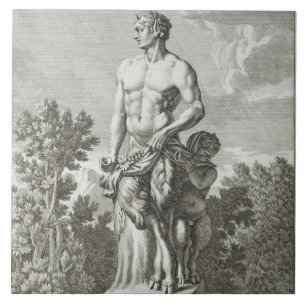 Carreau Statue d'un satyre à Versailles, 1675, de 'Vues