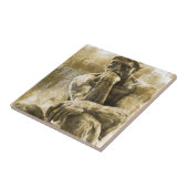 Carreau Statue en bronze affligée Auguste Rodin le penseur (Côté)