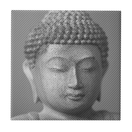 Carreau Statue Face Bouddha Noir Et Blanc Formée Par Ligne (Devant)