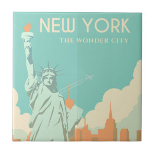 Carreau Statue vintage de Liberty New York City Travel