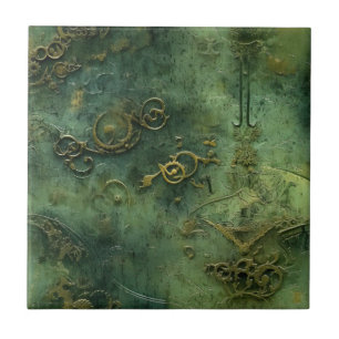 Carreau Steampunk Ancien Monde Engrenages Émeraude