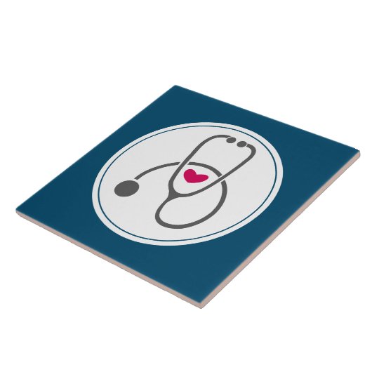 Carreau Stethoscope en soins infirmiers gris simple avec c (Côté)