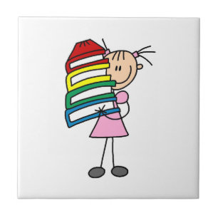 Carreau Stick Girl With Books