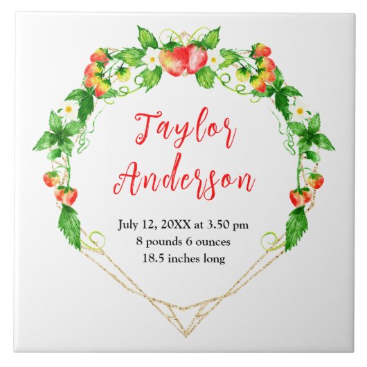 Carreau Strawberries and Foliage Baby Birth Stats (Devant)