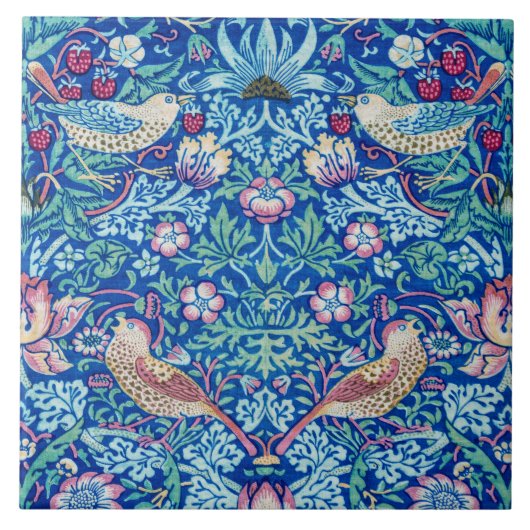 Carreau Strawberry Thief Blue, William Morris (Devant)