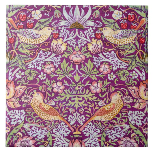 Carreau Strawberry Thief Red, William Morris (Devant)