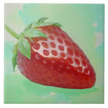 Strawberry with Leaves - Painterly Style