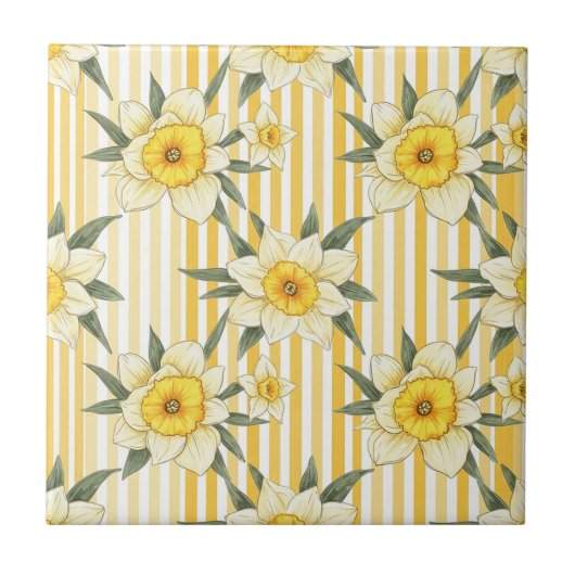 Carreau Striped Daffodil Floral Pattern (2) (Devant)